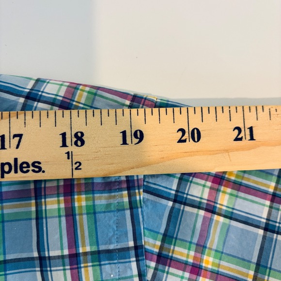 Ralph Lauren Plaid Button Down Shirt Mens Large Blue Short Sleeve Tall - Picture 7 of 9